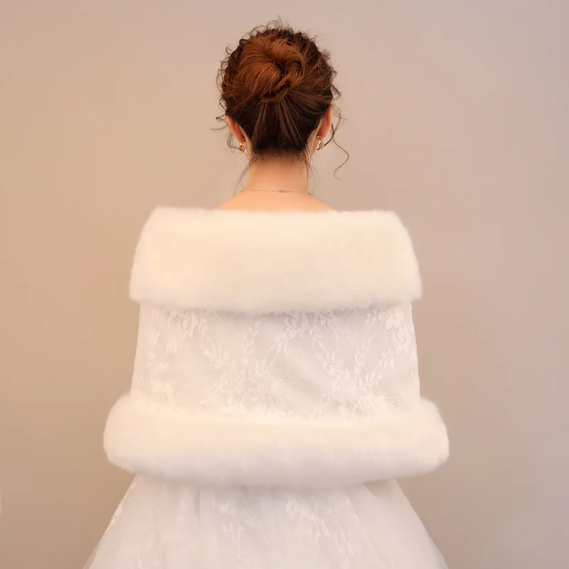 

Winter Bridal Shawl Wraps Shrug Winter Wedding Fur Coat Wedding Jackets Faux Fur Bolero PJ103