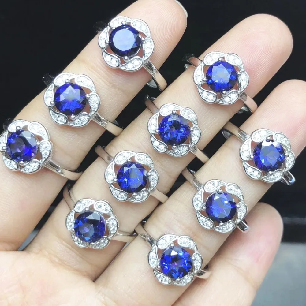 Натуральный Танзанит голубой топаз Круглый 6 мм драгоценный камень кольцо