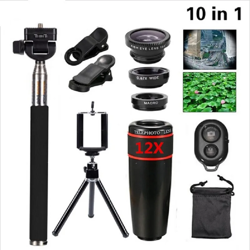 Top Travel Kit 10in1 Accessories Phone Camera Lens For iPhone 5S 6 Plus and galaxy HTC XIAOMI HUAWEI smartphone free shipping | Мобильные