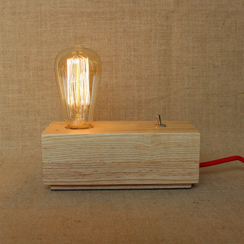 Современная стильная настольная лампа из натурального дерева для