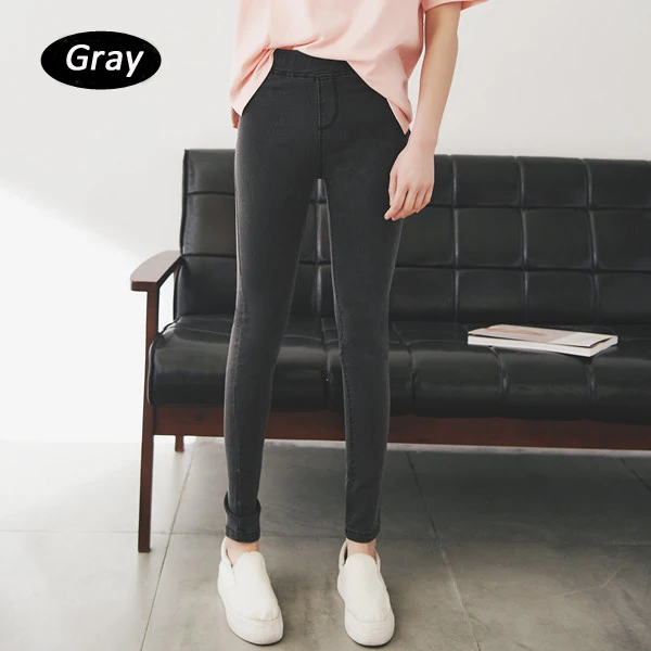 Solid Gray BIVIGAOS, модные тонкие обтягивающие женские джинсы, Femme Mill, эластичные голубые джинсы, женские узкие брюки, джинсы, леггинсы, брюки, черные, синие - Цвет: Solid Gray