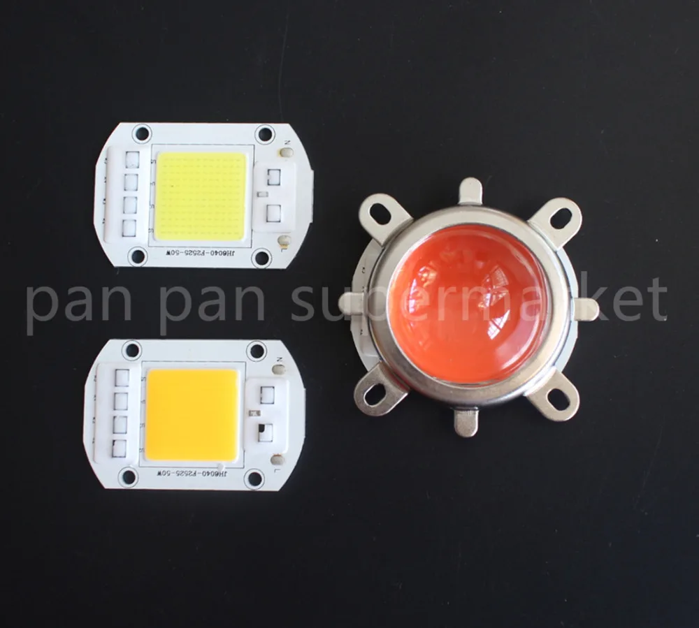 1 комплект LED COB Grow white теплый полный спектр белого чипа + Отражатель объектива 50 Вт