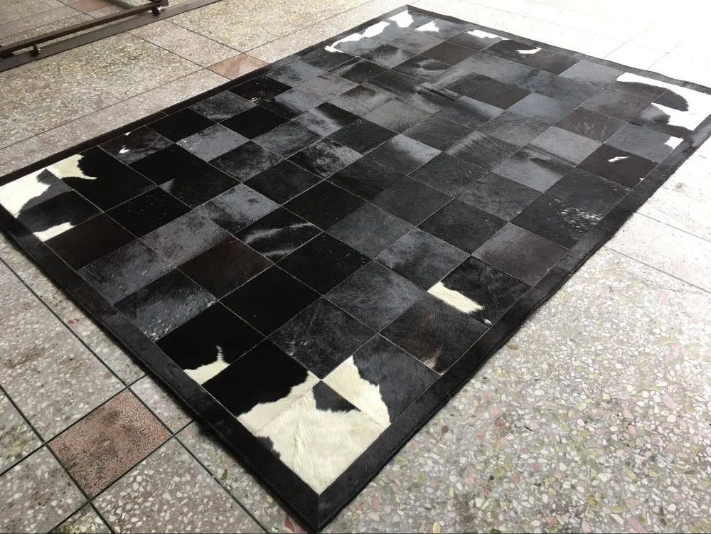 Черная/темно коричневая/белая натуральная воловья кожа Лоскутная поверхность