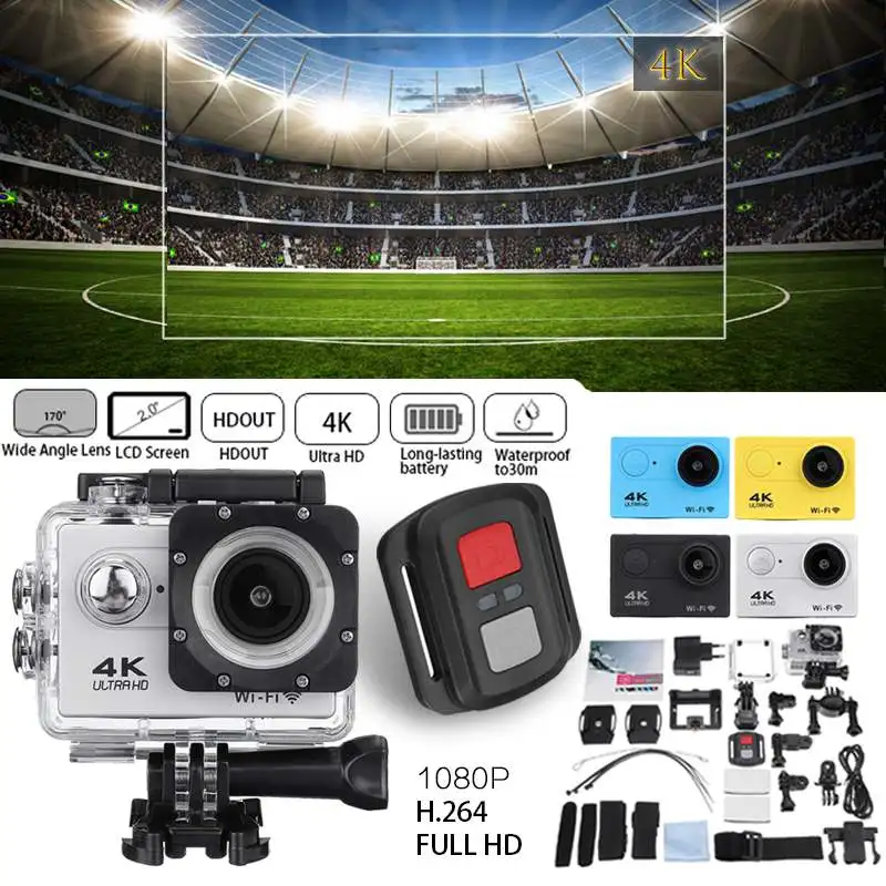 KINCO Водонепроницаемая экшн-камера для Ultras Hd 4k 30m Wi-Fi 2,0 170d экран 1080p Экстремальная профессиональная спортивная камера с управлением Romote