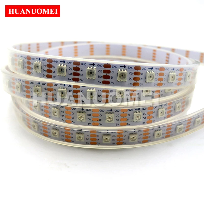 4M 60LEDs/m HD107S LED Strip APA102 5050 SMD RGB Pixel Digital TV Tape Neon Light,DC5V Input,WHITE PCB,Waterproof IP67