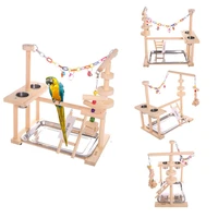 parrot playstand bird play stand cockatiel playground wood perch gym playpen ladder with feeder cups toys include a tray