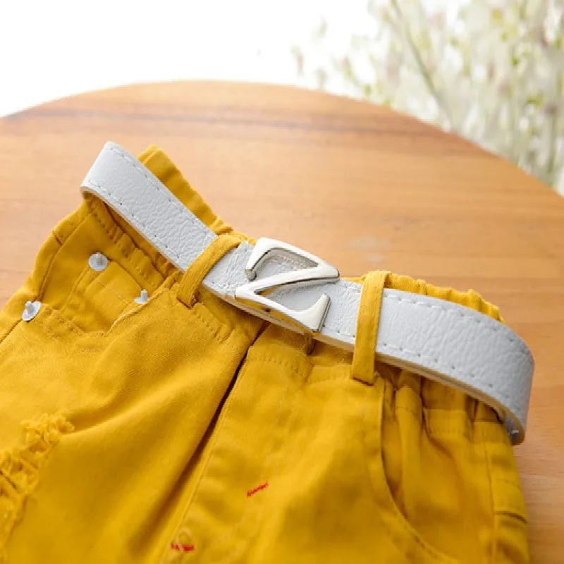 Лидер продаж 2018 Летний Новый Стиль детей Костюмы комплекты верх + шорты ремень = 3