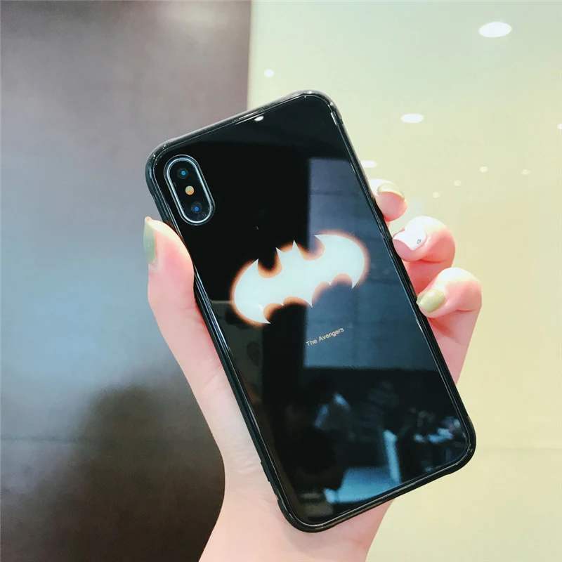 Светящееся закаленное стекло чехол для IPhone 6 6s Plus задняя крышка Железный человек