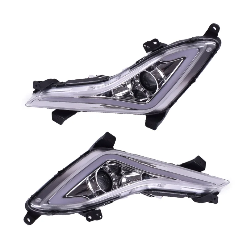 

qinyi 2Pcs ABS Daytime Running Lights For Hyundai ELANTRA 2014 2015 White DRL lamps for led car lights