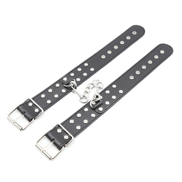 2019 New SM Leather Rivet Restraint Handcuff Ankle Men Women BDSM Couple Adult Sex Toy Metal Body Bondage Fetish Cosplay HOTTIME |