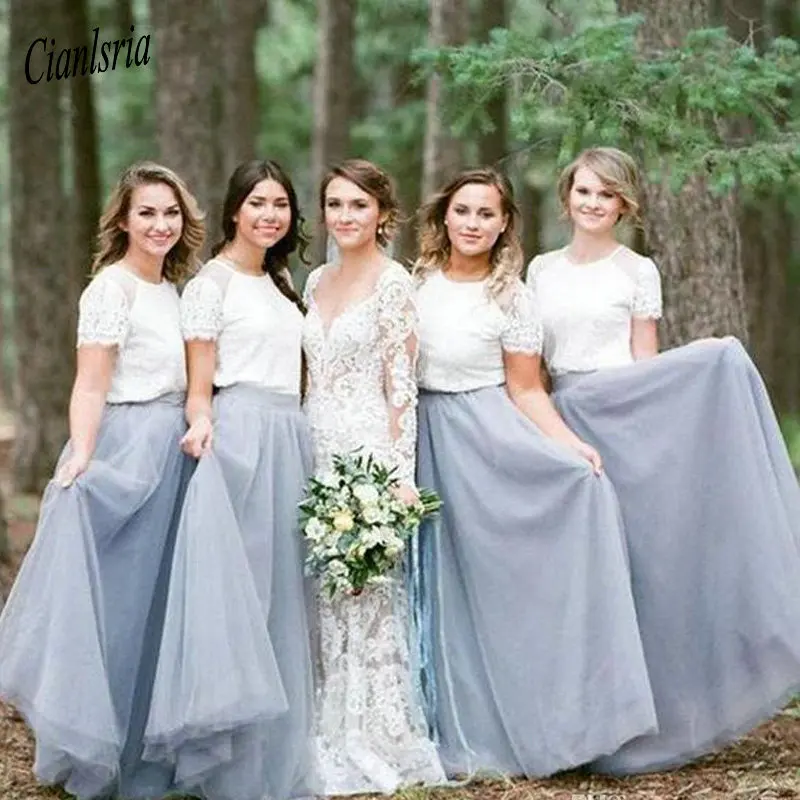 Лидер продаж длинная Тюлевая юбка Платья для подружек невесты трапециевидная до