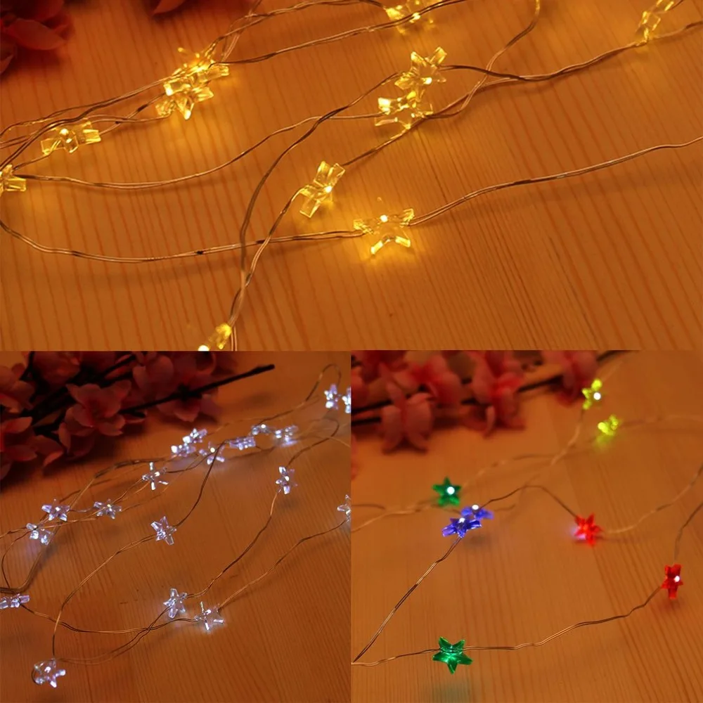 ICOCO 2m 20 LED String Lights Battery Creative Star Design Powered Small Night Light Decor Fairy for Home Wedding Party | Лампы и