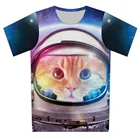 Детская футболка с 3D-принтом астронавта, животного, милого кота, футболки для мальчиков и девочек 2019, летние детские повседневные топы с коротким рукавом и круглым вырезом, футболки