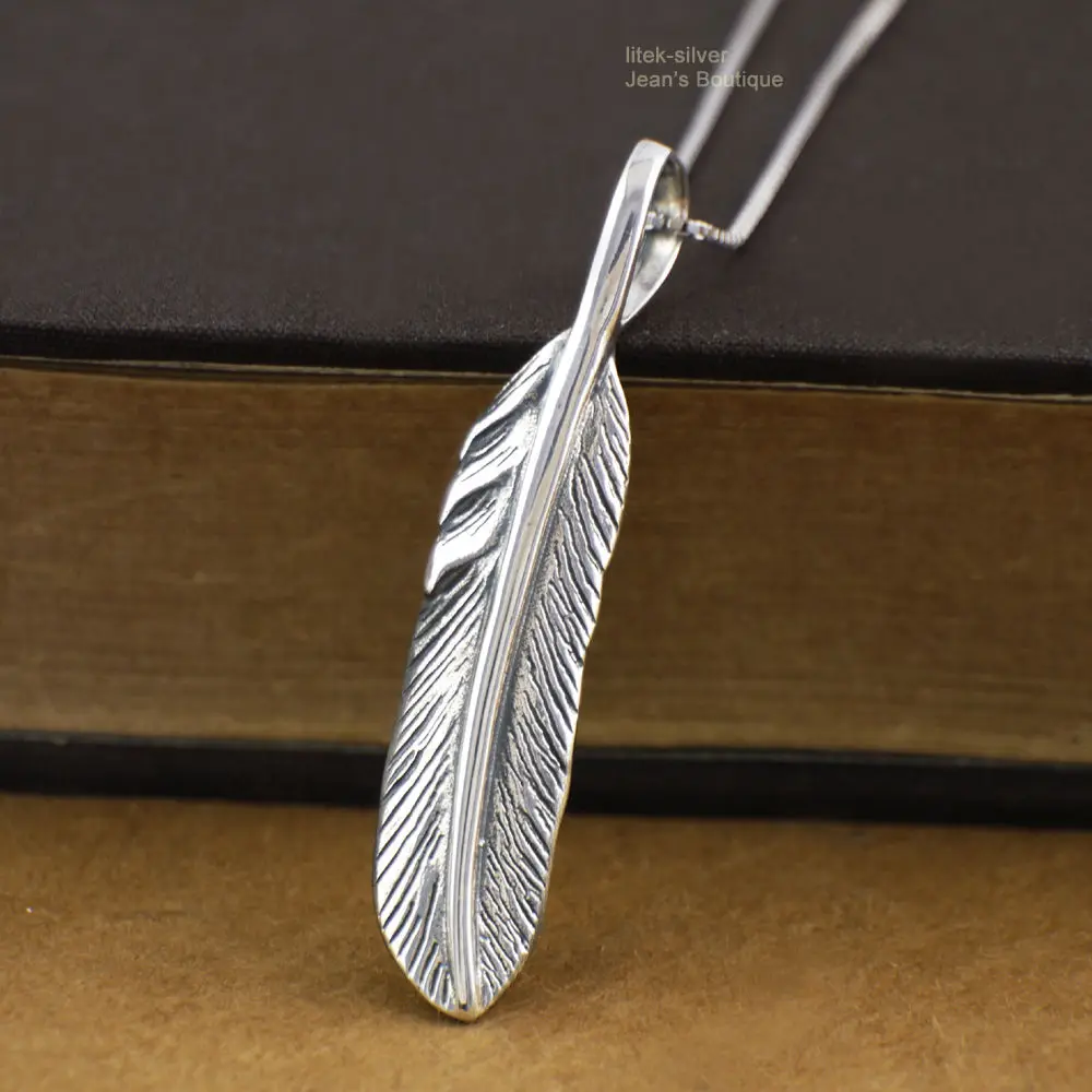 925 пробы серебряный Ретро Панк Рокер Байкерский перо кулон мужчины женщины A2017 |