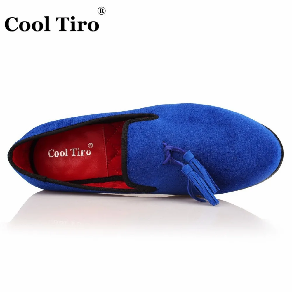 Мужские бархатные лоферы с бахромой красная подошва без застежки | Обувь