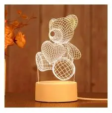 bear 3D светодиодный Настольный светильник Медуза Сова ночной Светильник ABS+ Смола мульти-дизайн лампа для детей спальня подарок Любовь Медведь светильник - Цвет абажура: bear