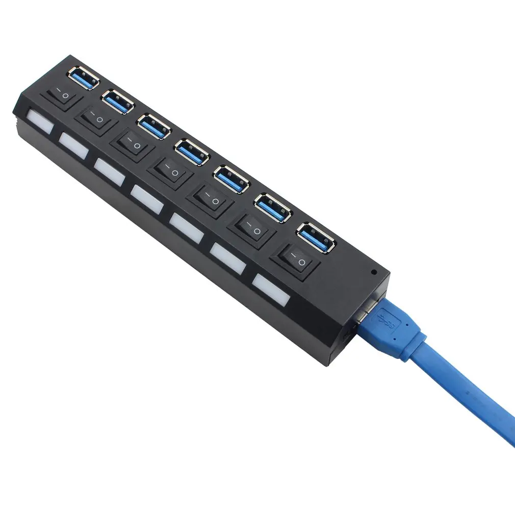 USB 3,0 высокоскоростной концентратор с раздельными семью портами компактный легкий адаптер питания концентратор с питанием