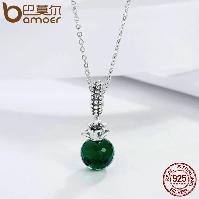 BAMOER, натуральная 925 пробы, серебро, 2 цвета, летний кулон с ананасом, талисманы, подходят для женщин, очаровательные браслеты и ожерелья, ювелирные изделия SCC358