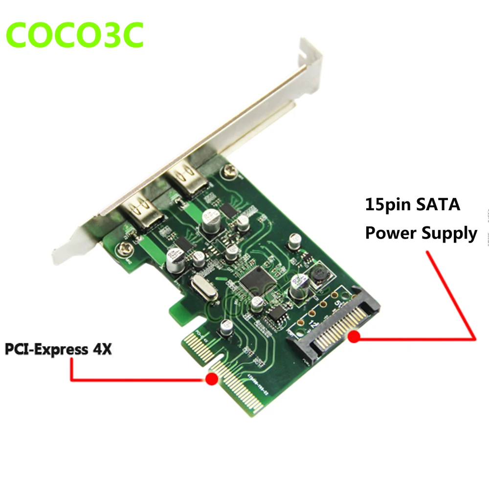 2 порта USB 3.1 Type C PCI Экспресс карта + PCIe низкопрофильный кронштейн pci e 4x к