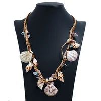 bohemian summer beach necklace pendant natural sea shells pearl charm chain necklace boho handmade trendy seashell jewelry