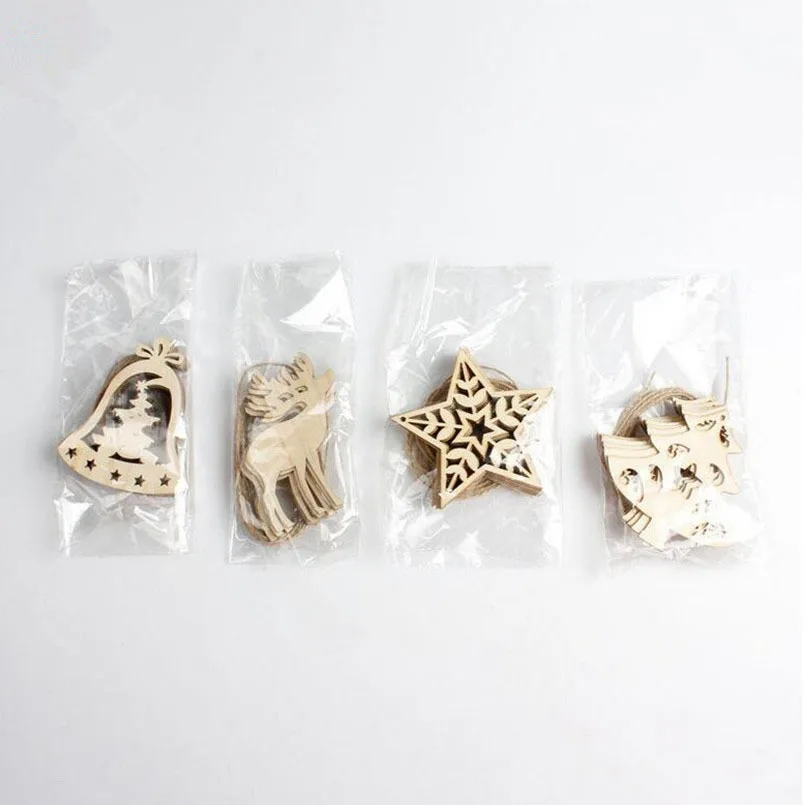New Christmas Pendant Drop Ornaments 10pcs/package DIY Long String Wooden Merry Ornament For Tree | Дом и сад