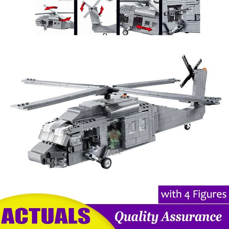 UH-60 Black Hawk DECOOL 2114 конструктор совместимый с лего техника армейский вертолет строительные блоки модель самолета Кирпичи игрушки Дети Рождественский подарок