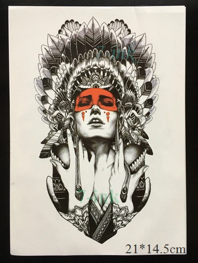 

New! Waterproof Temporary Tattoo Stickers Indian tribal tattoo Water Transfer fake tattoo flash tattoo large size 21*14.5cm