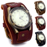 men watches punk vintage cow leather wristwatch roman numbers dial casual watch gift ll17