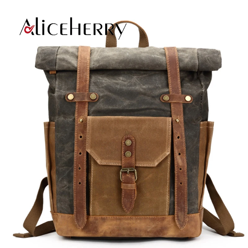 

Vintage Canvas Leather Famous Brand Backpack Male Mochila Escolar Girls Laptop BackBag for Teens School Crossbody Bags
