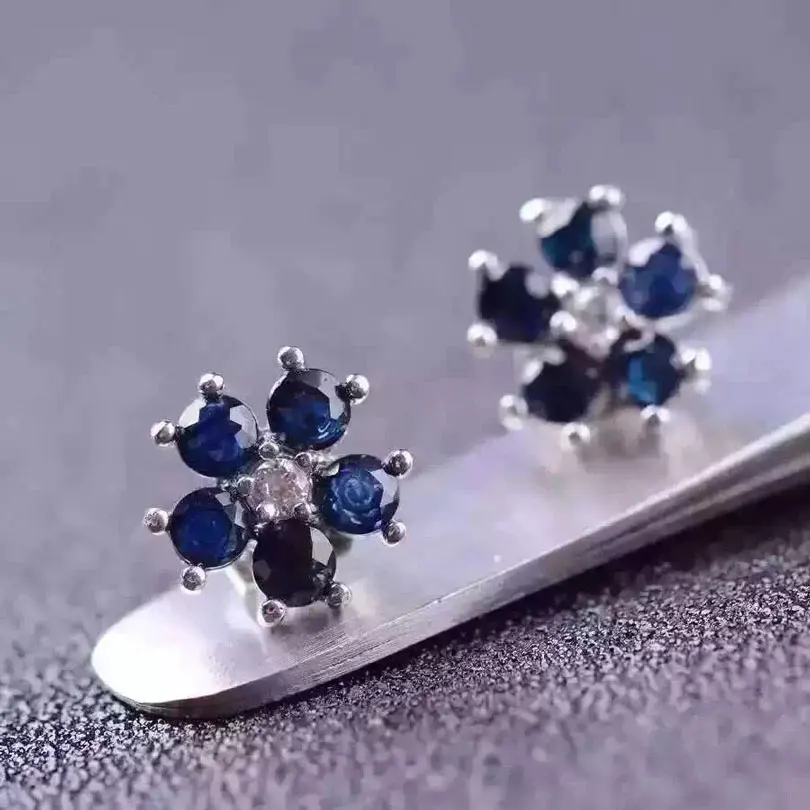 Серьги ZHHIRY из натурального сапфирового камня серьги серебра 925 пробы с