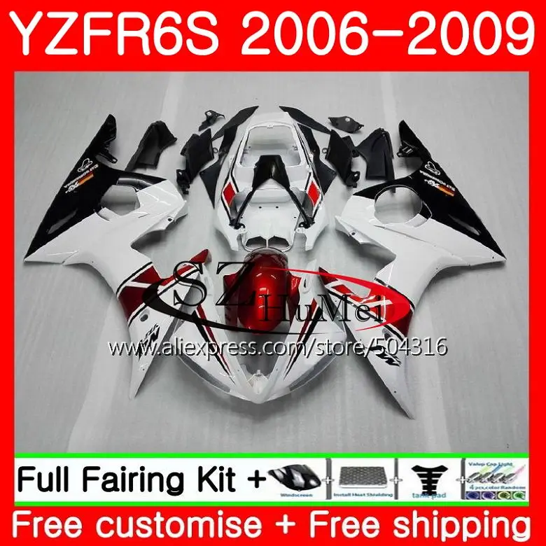 

Корпус для кузова YAMAHA YZF R6 S YZF-R6S 06 09, белый и черный 61SH18 YZFR6S 06 07 08 09 YZF R6S 2006 2007 2008 2009