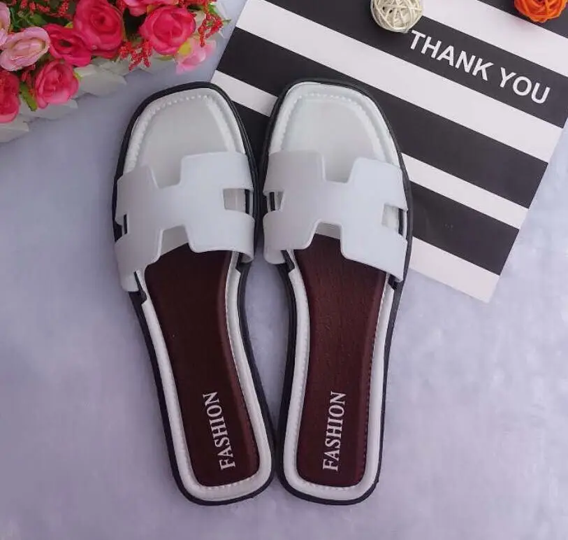 New go out Korean version of the buckle slippers female summer wear flat sandals wild fashion outdoor beach | Обувь