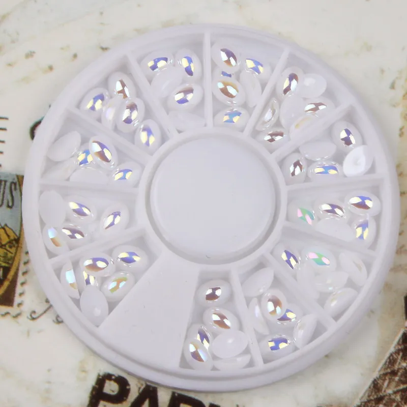 Безликий блеск белый жемчуг стразы в колесах голографическое 3D украшение для