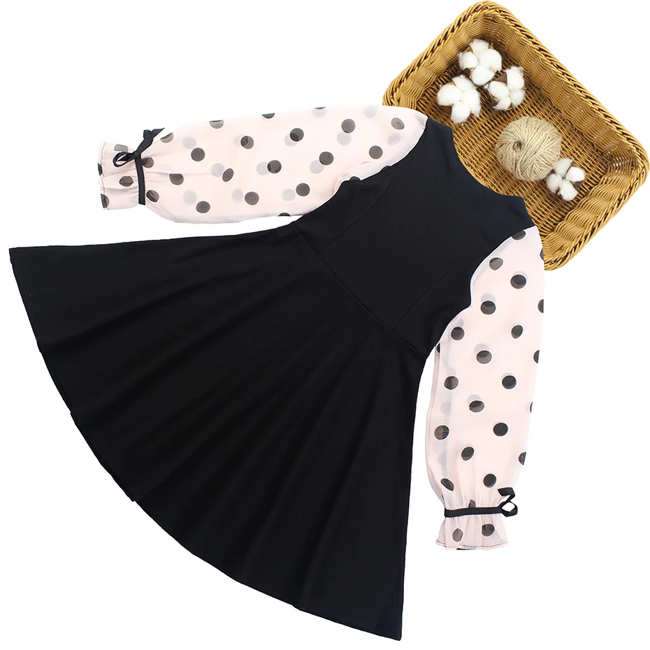 Dresses For Girls Long Sleeve Dot Vestidos Children Spring Autumn Dress Girl Teenage Kids Clothes 6 8 10 12 13 14 | Детская одежда и