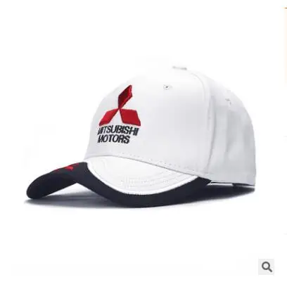 Новинка, 3D Кепка Mitsubishi, автомобильная Кепка с логотипом MOTO GP Racing F1, бейсбольная Регулируемая бейсбольная кепка, Повседневная Кепка для грузовика - Цвет: Белый