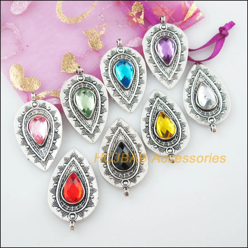 8 Новый Слеза акриловые смешанные Подвески тибетский серебристый цвет кулон