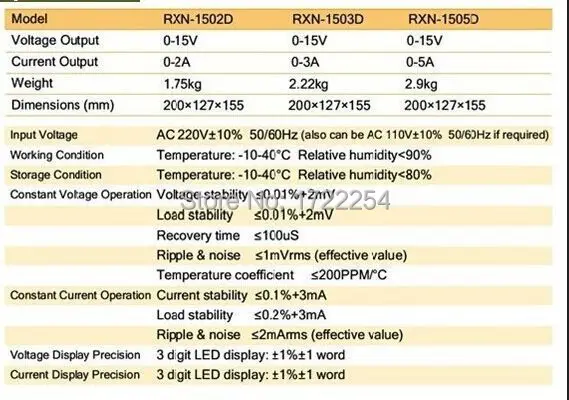 ZHAOXIN RXN-1503D 220V 0-15V 0-3A Цифровой Регулируемый Линейный DC Питание