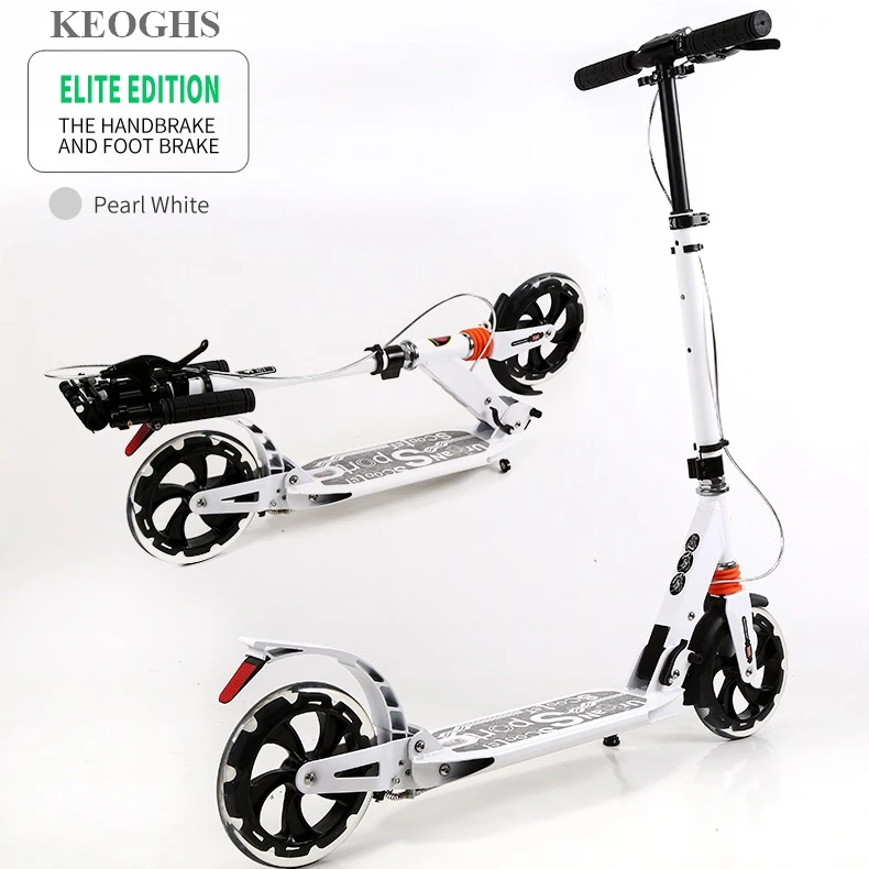 Складной Алюминиевый самокат для взрослых и детей 2 колеса из ПУ амортизация при