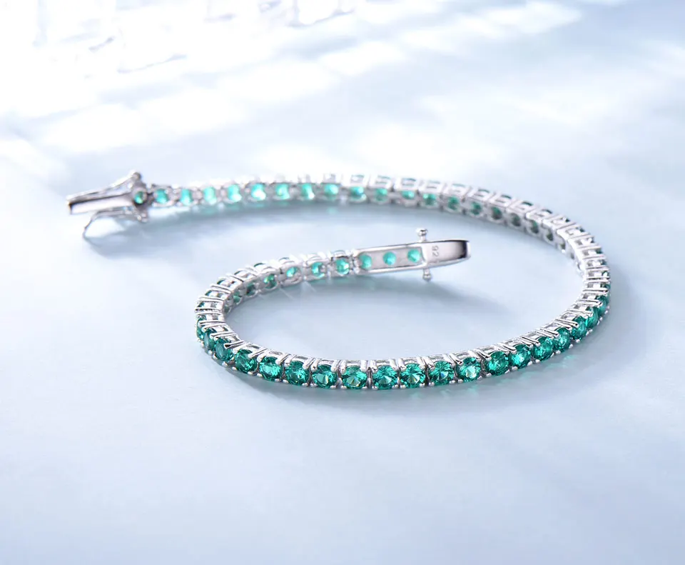 UMCHO 8.1ct Роскошные изумрудные браслеты для женщин 925 пробы Серебряный браслет камень Романтическая свадьба зеленый драгоценный камень ювелирные изделия