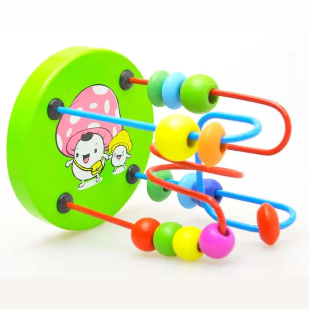 

2019 1PC Children Kids Baby Colorful Wooden Mini Around Beads Educational Toy