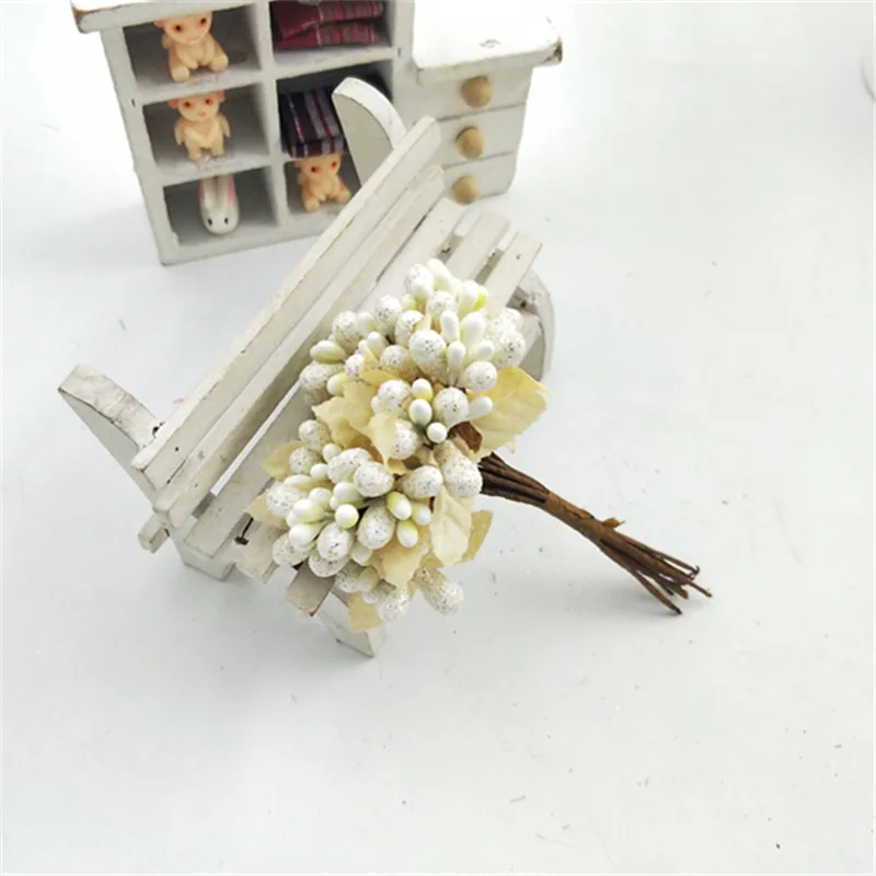 10 шт./лот миниатюрный букет с тычинками искусственный листья цветы украшение для