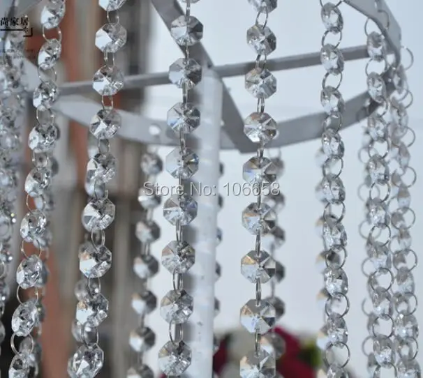 Восьмиугольная Акриловая светло-розовая зеленая гирлянда из бисера нить