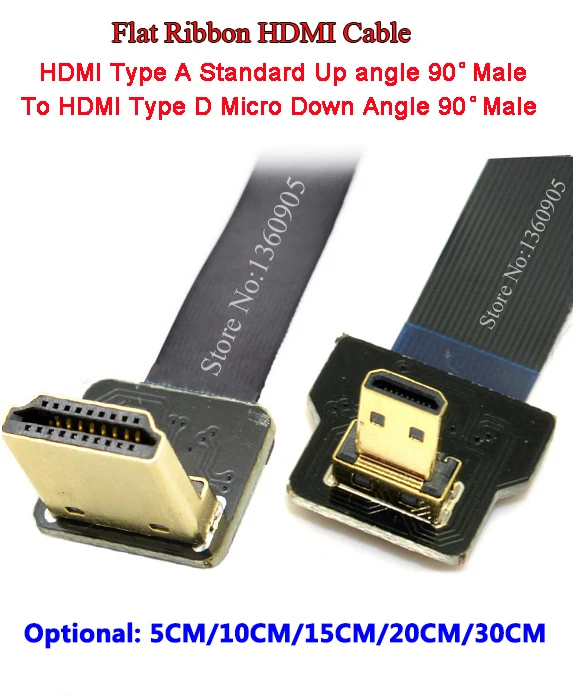 5 см/10 см/15 см/20 см/30 см сверхмягкий плоский кабель HDMI FPV с углом микро вверх и