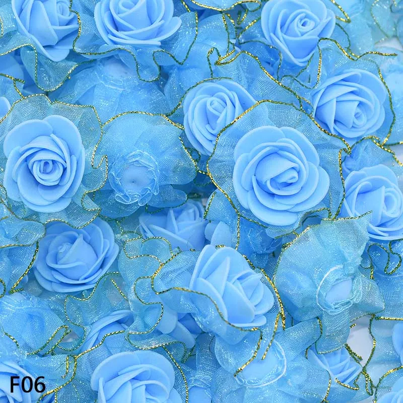 blue 20 шт. мини 3 см пенопластовая Шелковая Роза искусственная букет цветов белая бежевая Роза свадебное украшение цветок Скрапбукинг искусственный цветок Роза - Цвет: blue