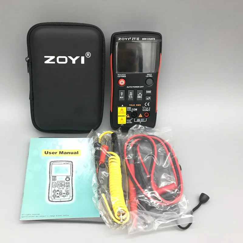 ZOYI ZT-X Кнопка цифрового мультиметра True-RMS 9999 отсчетов напряжения тока Ом автоматический мультиметр с английским русским руководством