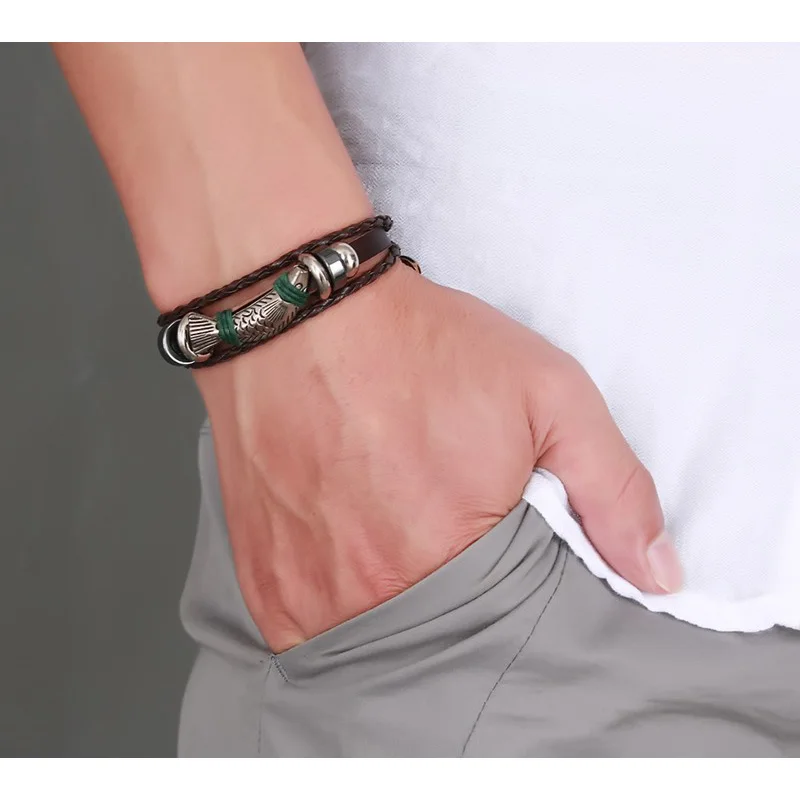 Мужские кожаные браслеты XUANPAI винтажные с рыбками ювелирные изделия 8 8&quot|bracelets
