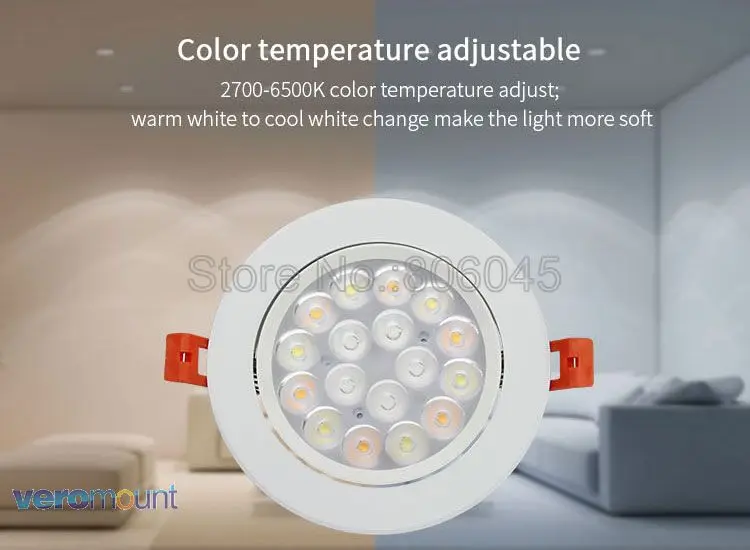 FUT062 AC85-265V Milight 9 Вт RGB+ CCT Вай-Фай совместимый светодиодный потолочный прожектор 2,4G Беспроводной 4-Зона дистанционного управления Android/iOs APP Управление