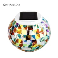 smart solar led light rgb 3d art mosaicbroken pattern holiday glass ball lamp for party family outdoor decoration lighting