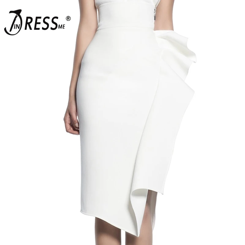 INDRESSME летние новые женские одноцветные Элегантные повседневные вечерние юбки средней длины с оборками и высокой талией