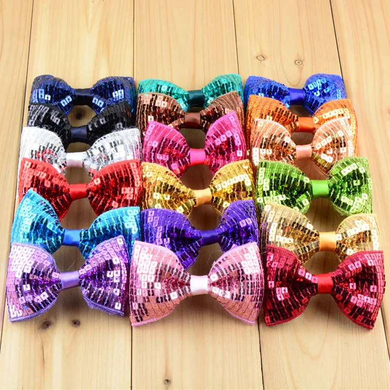 

100pc/lot,19 Color Avaliable 8x4.5CM Sequin Bow Sequin Hair Bows,Embroidery sequins bow,Glitter Hair Bow for Hair Accessories
